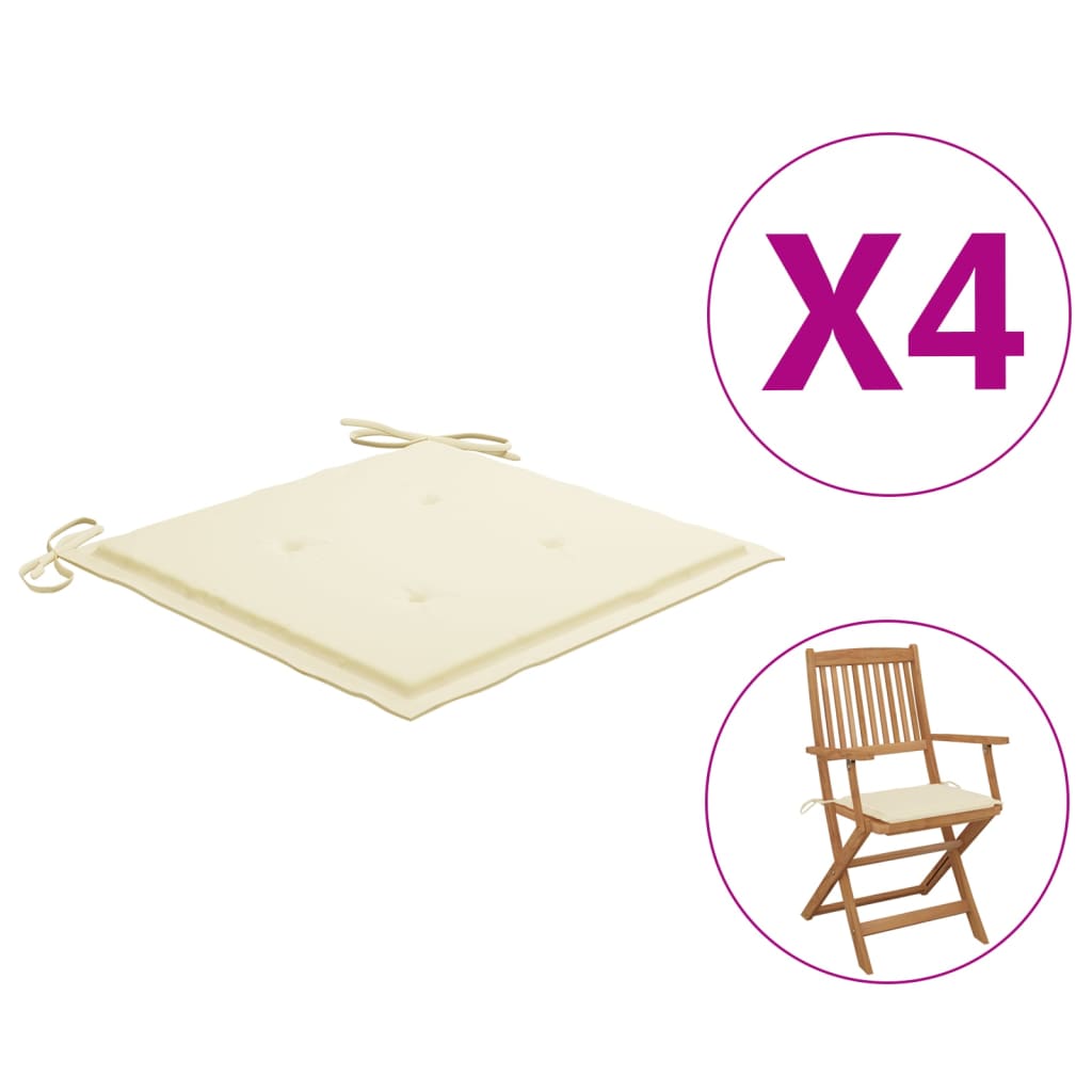 vidaXL Garden Chair Cushions 4 pcs Cream 15.7"x15.7"x1.2"