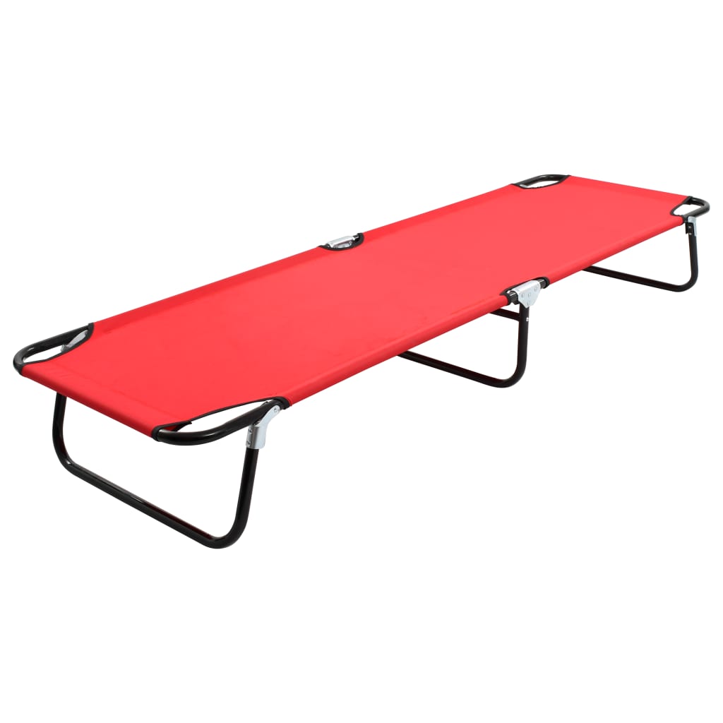 vidaXL Folding Sun Lounger Red Steel