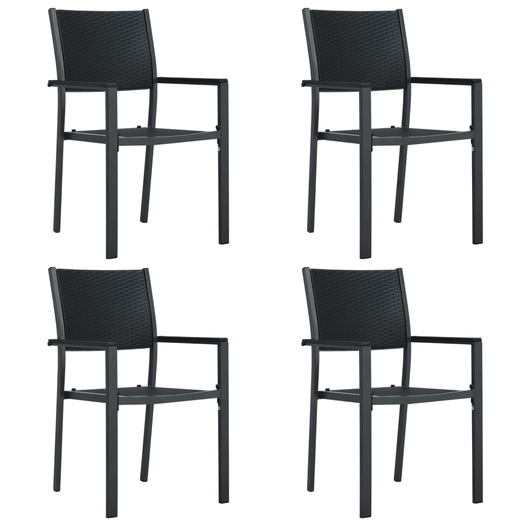 vidaXL Patio Chairs 4 pcs Black Plastic Rattan Look