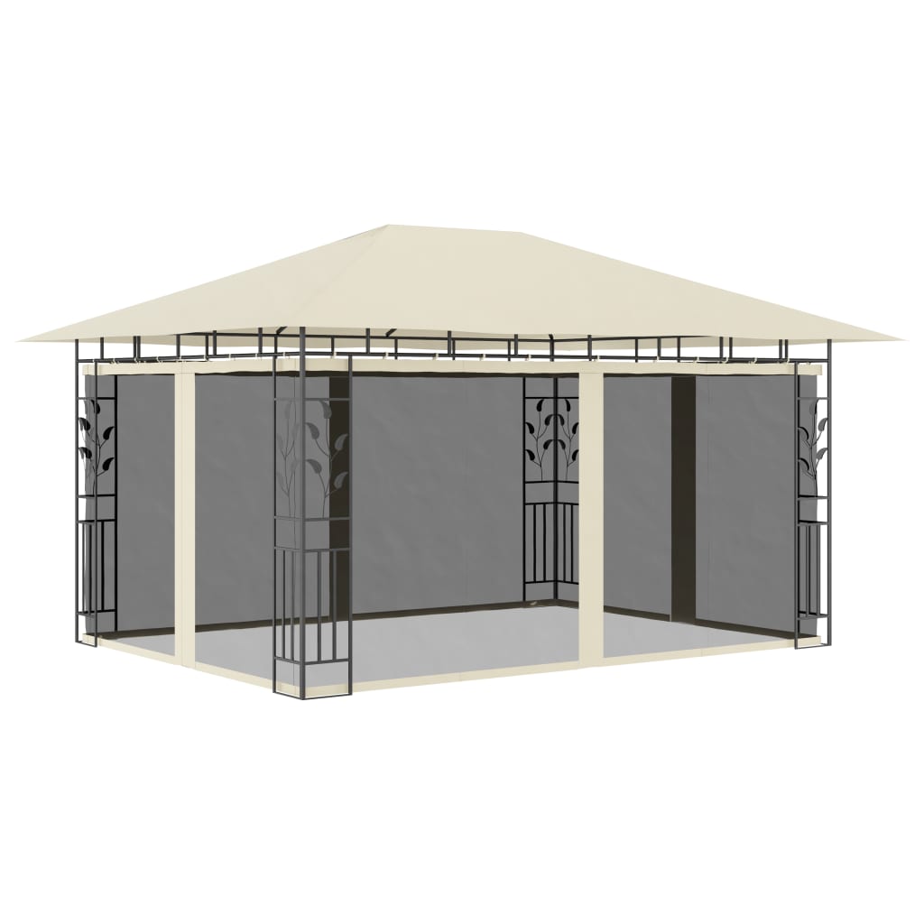 vidaXL Gazebo with Mosquito Net 13.1'x9.8'x9' Cream 180 g/m2