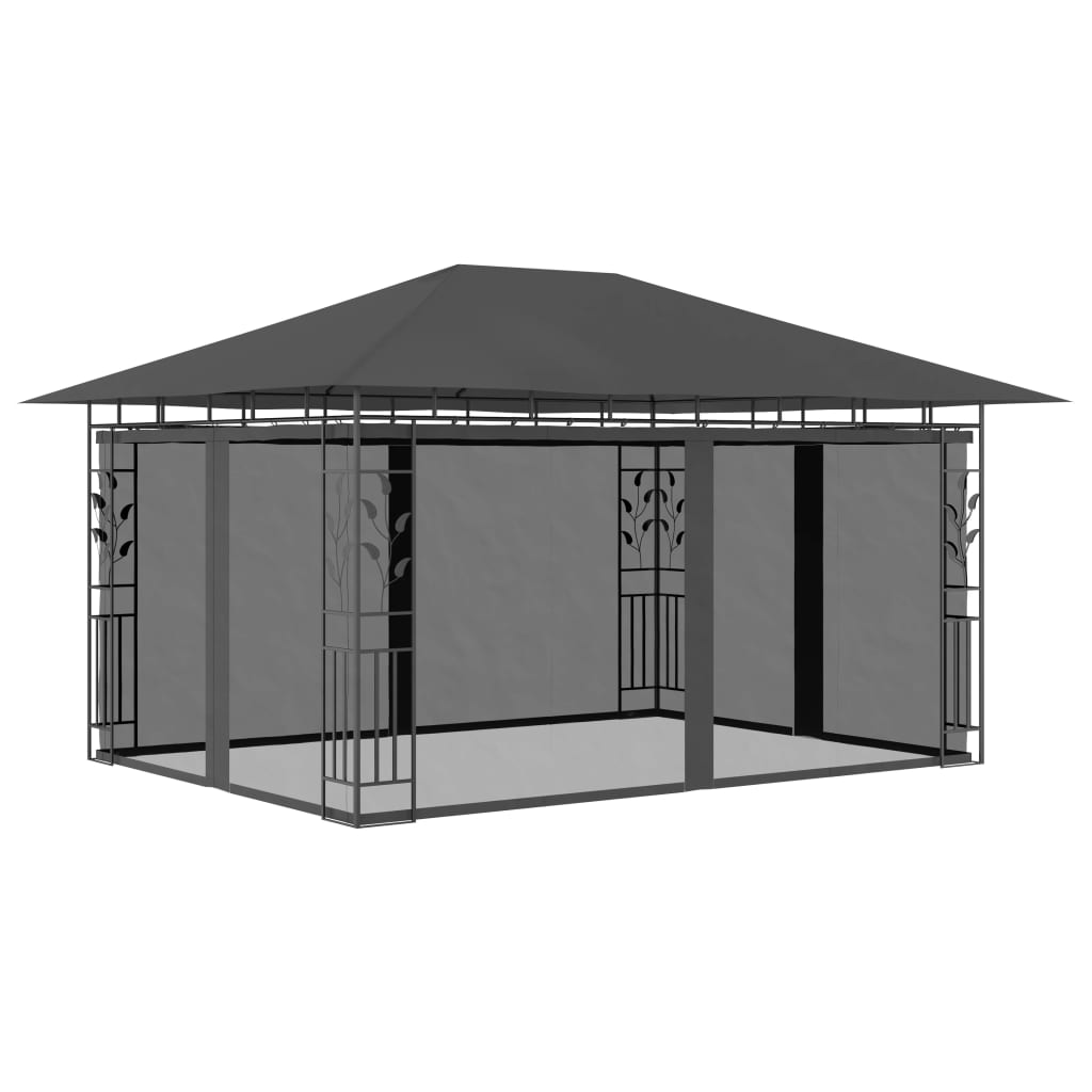 vidaXL Gazebo with Mosquito Net 13.1'x9.8'x9' Anthracite 180 g/m2