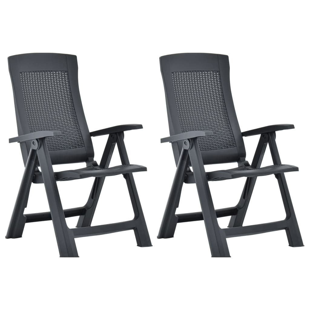 vidaXL Patio Reclining Chairs 2 pcs Plastic Anthracite