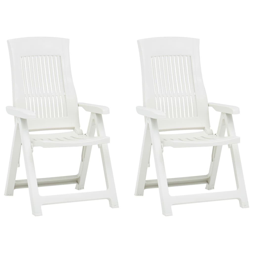 vidaXL Patio Reclining Chairs 2 pcs Plastic White