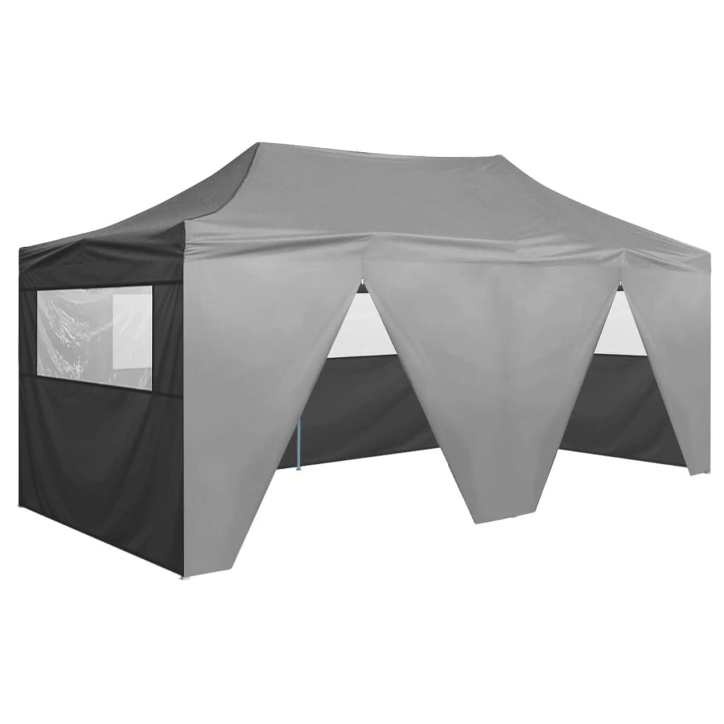 vidaXL Professional Folding Party Tent with 4 Sidewalls 118.1"x236.2" Steel Anthracite