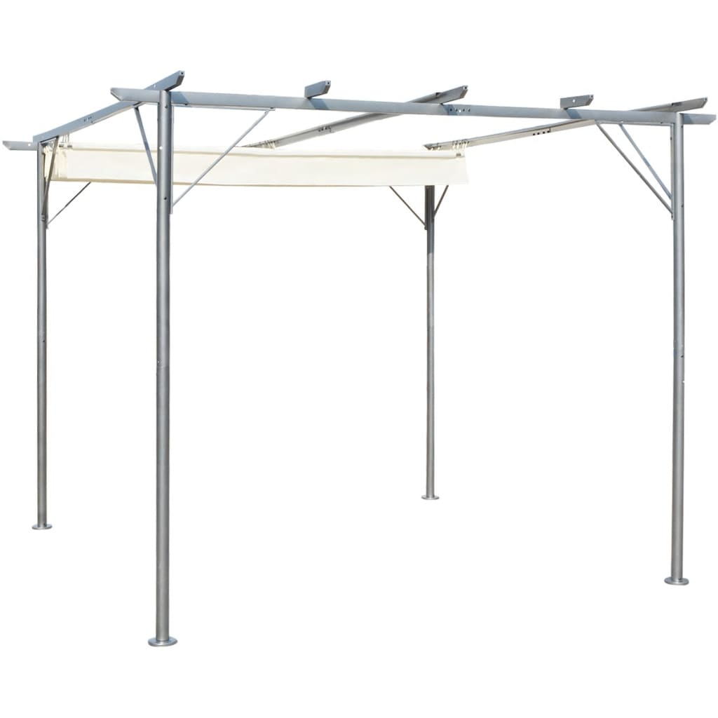 vidaXL Pergola with Retractable Roof Cream White 118.1"x118.1" Steel