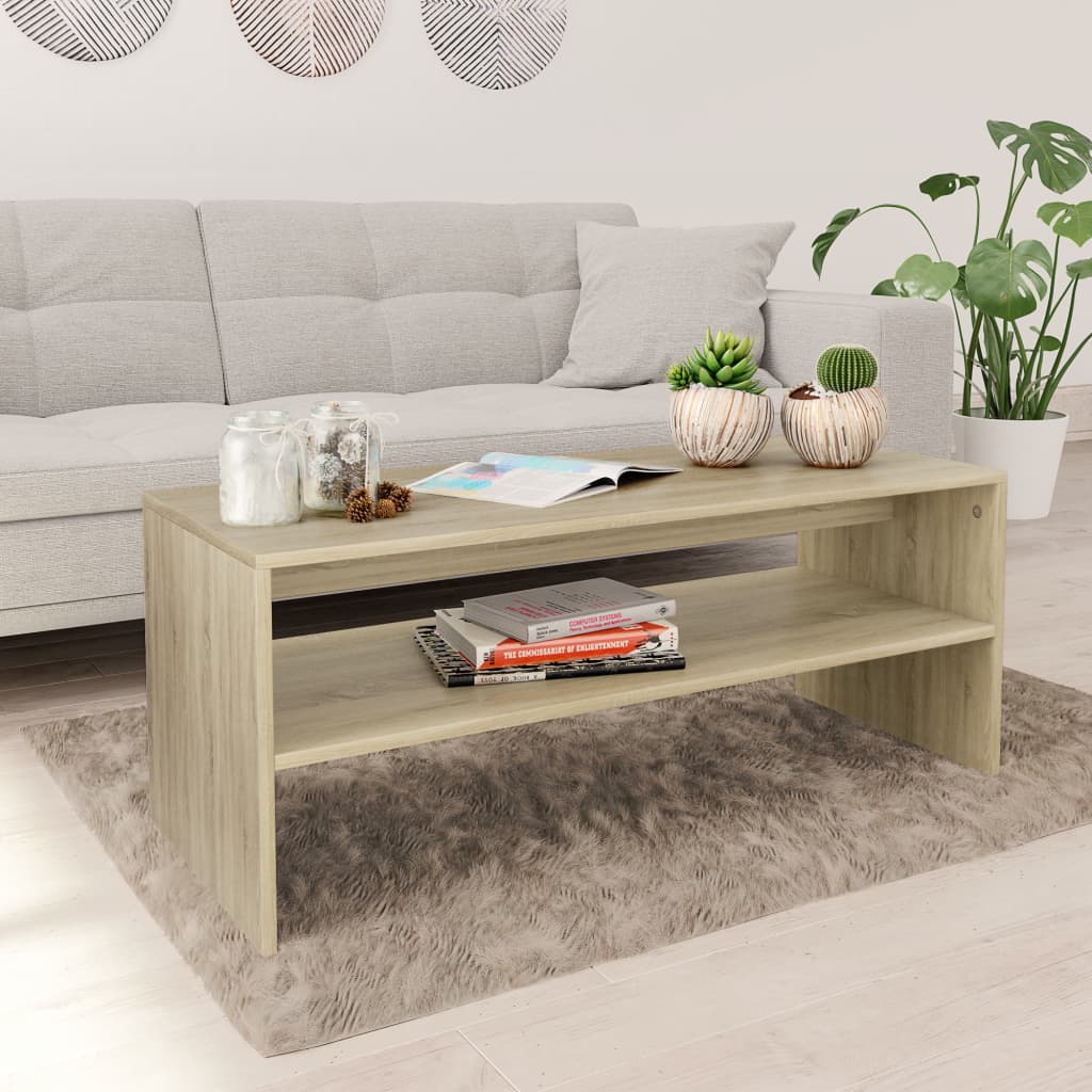 vidaXL Coffee Table Sonoma Oak 39.4"x15.7"x15.7" Chipboard