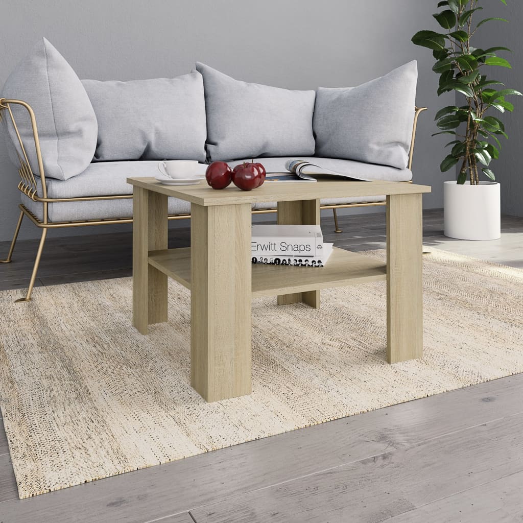 vidaXL Coffee Table Sonoma Oak 23.6"x23.6"x16.5" Chipboard