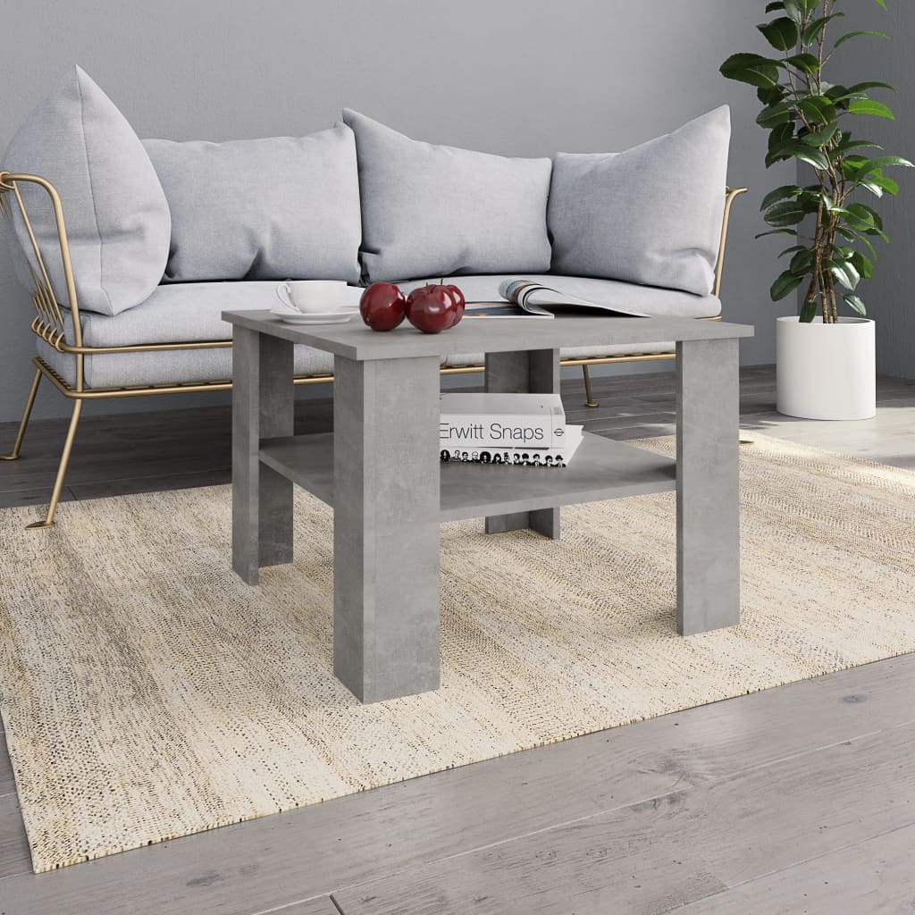 vidaXL Coffee Table Concrete Gray 23.6"x23.6"x16.5" Chipboard