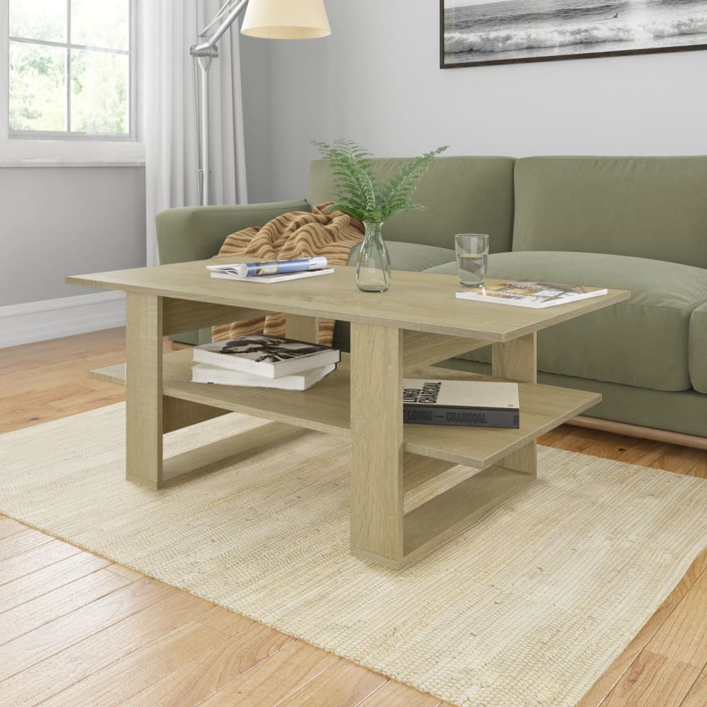 vidaXL Coffee Table Sonoma Oak 43.3"x21.6"x16.5" Chipboard