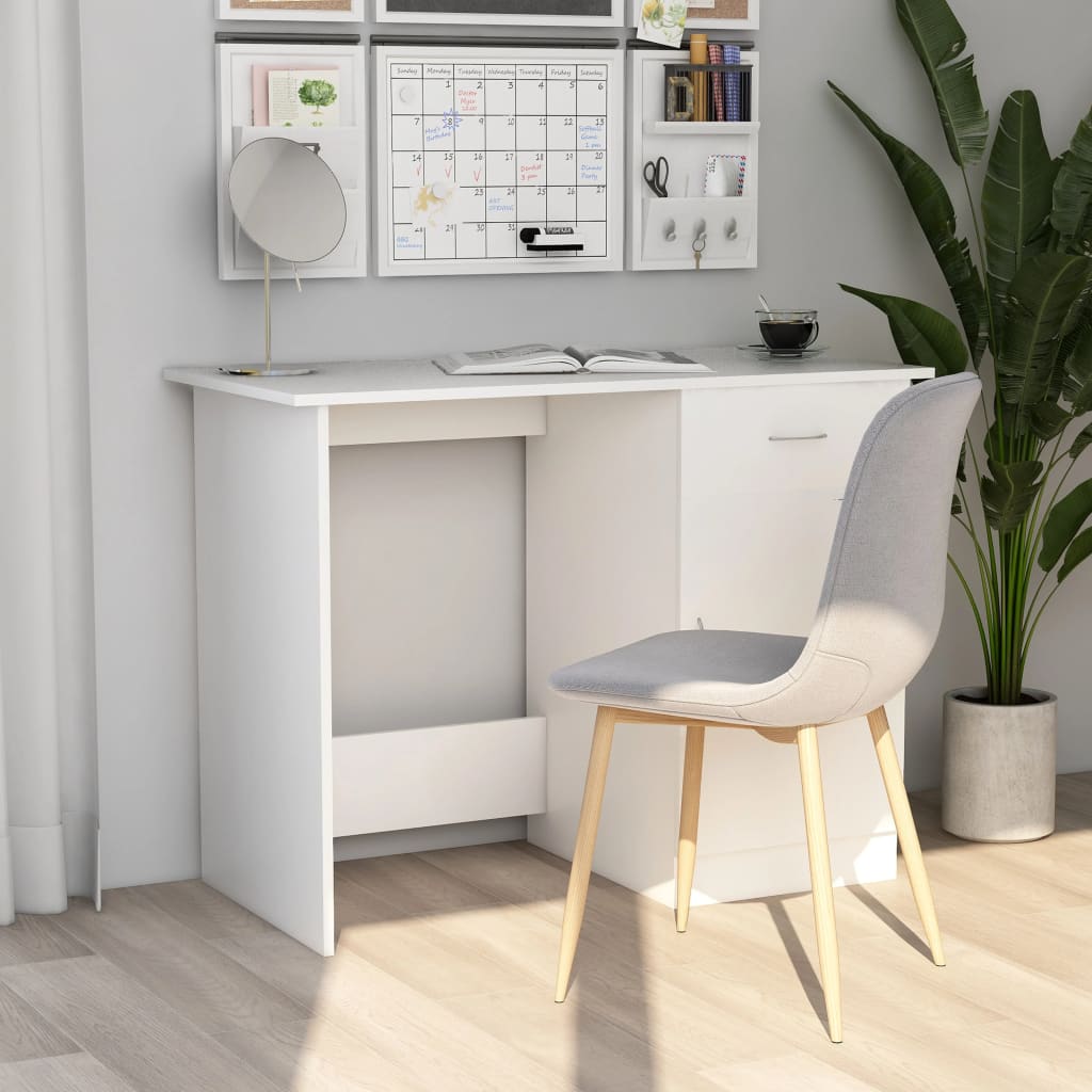 vidaXL Desk White 39.4"x19.7"x29.9" Chipboard