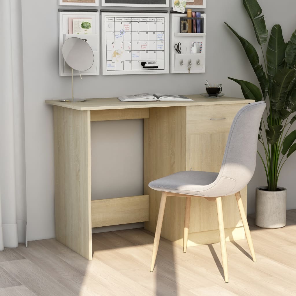 vidaXL Desk Sonoma Oak 39.4"x19.7"x29.9" Chipboard