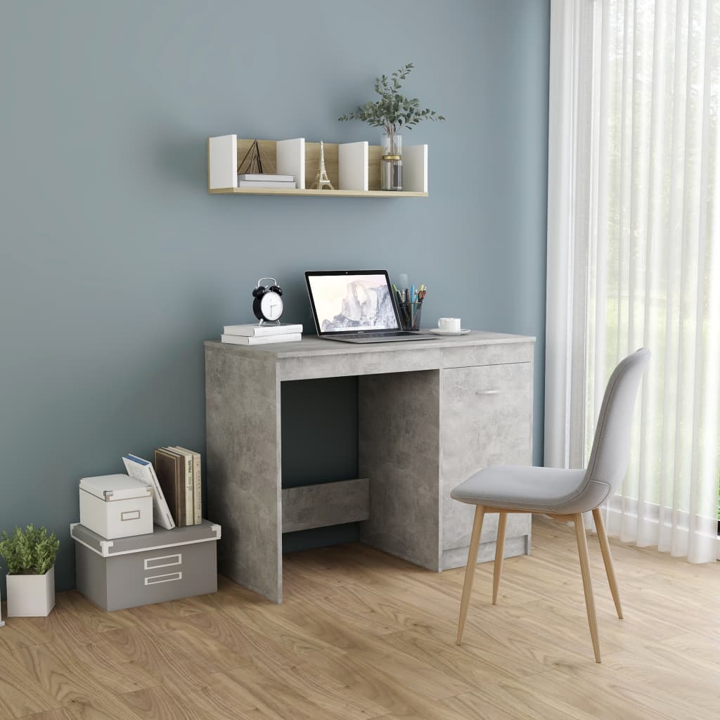 vidaXL Desk Gray 39.4"x19.7"x29.9" Chipboard