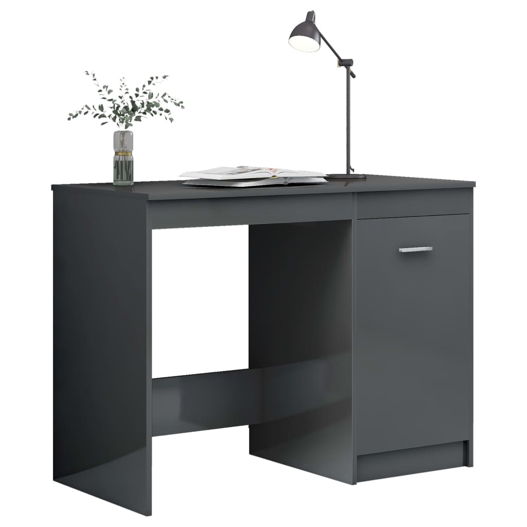 vidaXL Desk High Gloss Gray 39.4"x19.7"x29.9" Chipboard