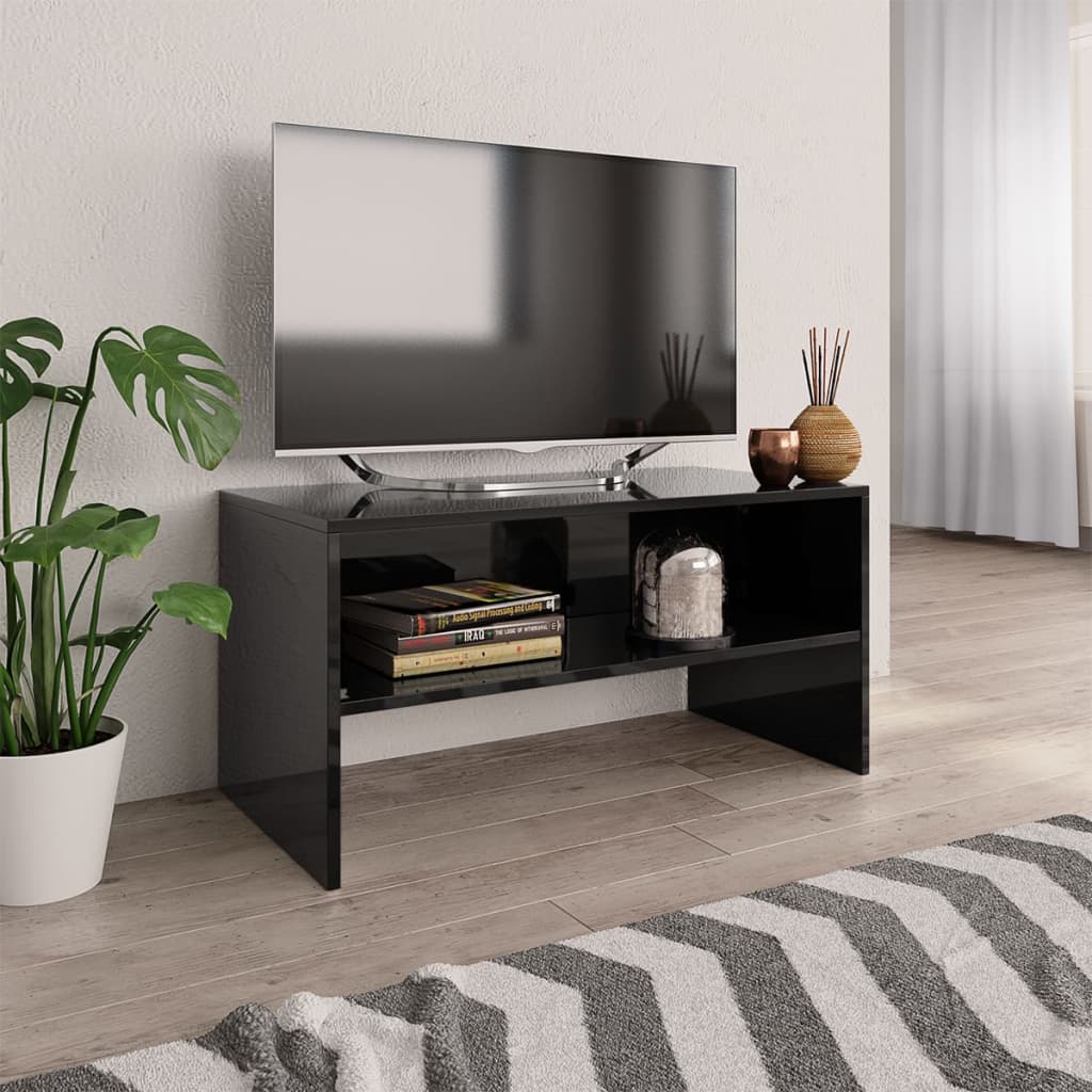 vidaXL TV Cabinet High Gloss Black 31.5"x15.7"x15.7" Chipboard