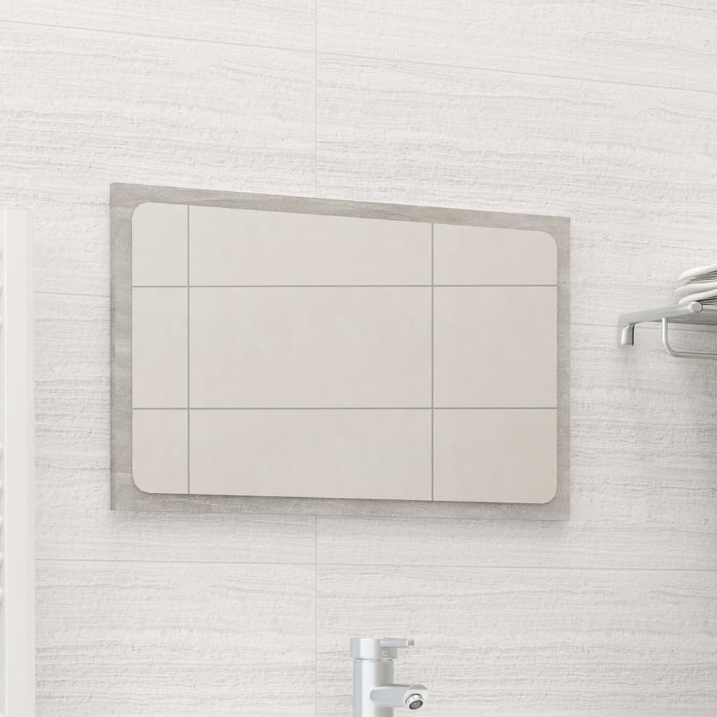 vidaXL Bathroom Mirror Concrete Gray 23.6"x0.6"x14.6" Chipboard