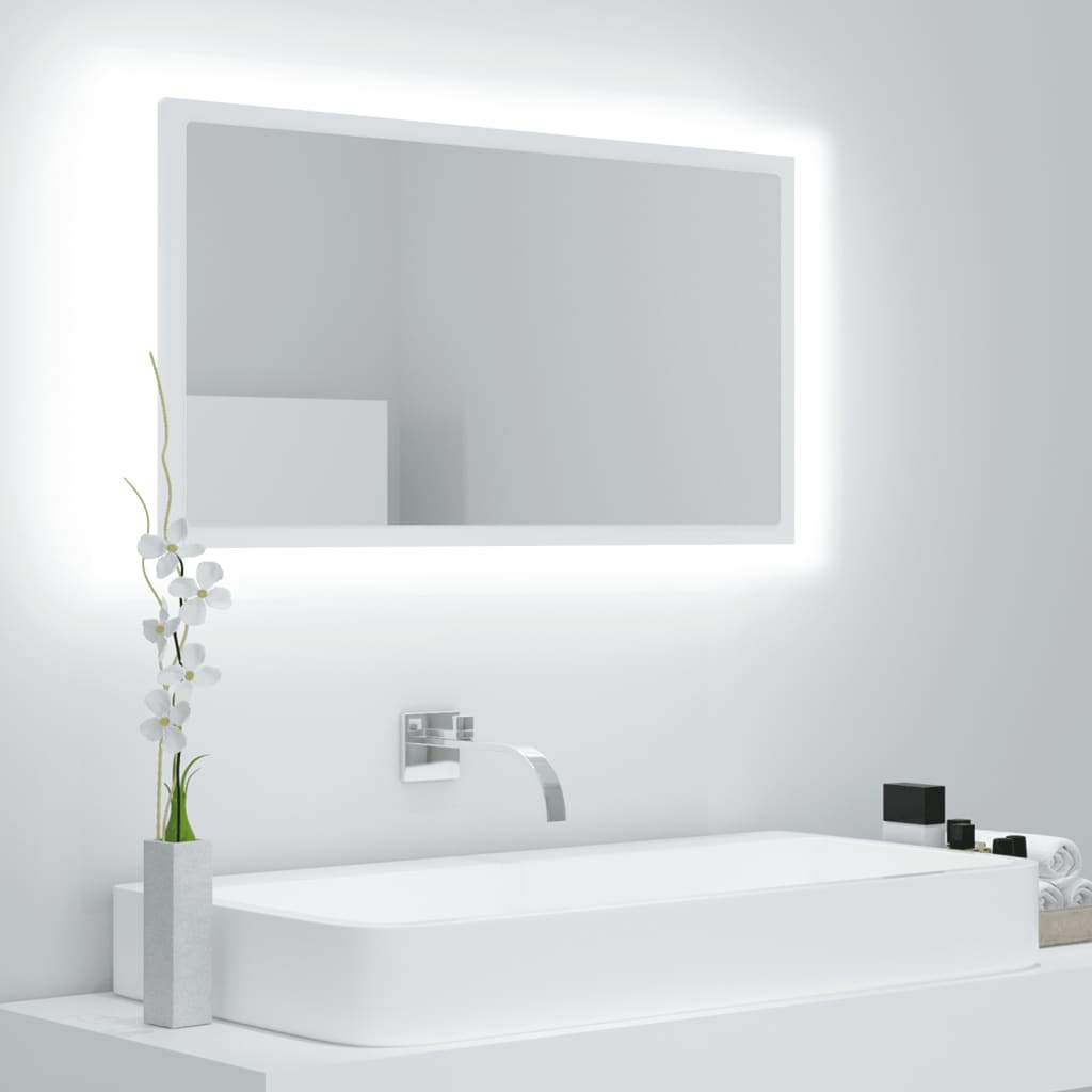 vidaXL LED Bathroom Mirror White 31.5"x3.3"x14.6" Chipboard