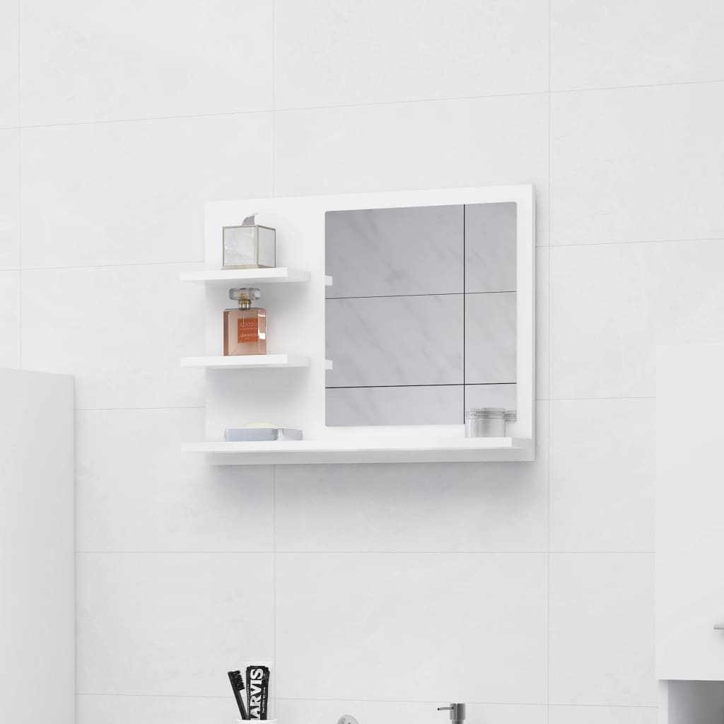 vidaXL Bathroom Mirror White 23.6"x4.1"x17.7" Chipboard