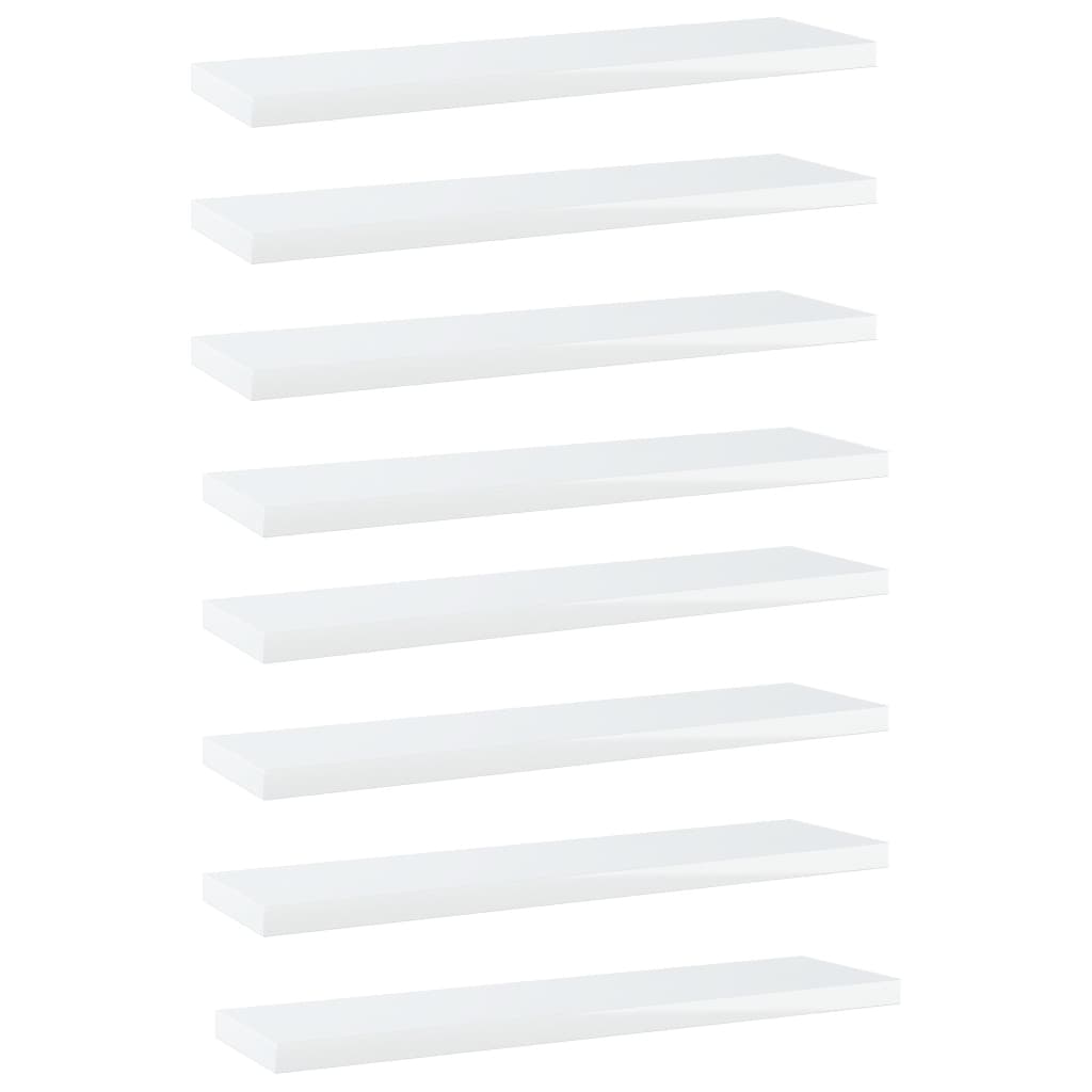 vidaXL Bookshelf Boards 8 pcs High Gloss White 15.7"x3.9"x0.6" Chipboard