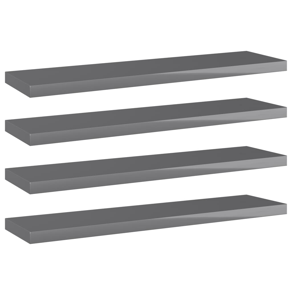 vidaXL Bookshelf Boards 4 pcs High Gloss Gray 15.7"x3.9"x0.6" Chipboard