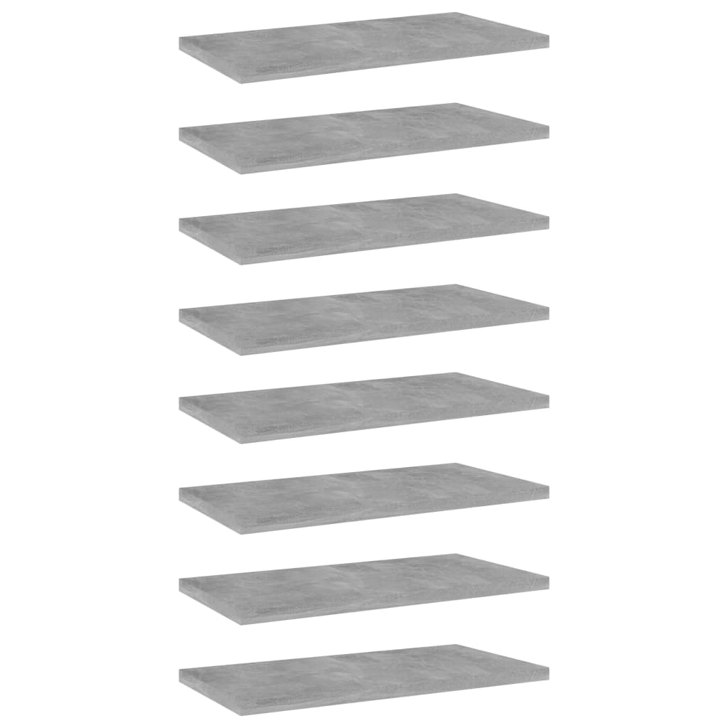 vidaXL Bookshelf Boards 8 pcs Concrete Gray 15.7"x7.9"x0.6" Chipboard