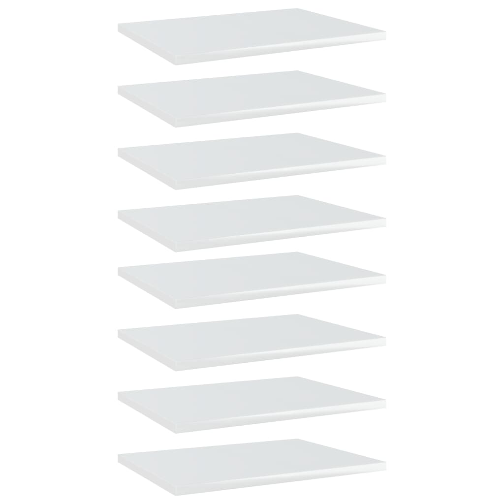 vidaXL Bookshelf Boards 8 pcs High Gloss White 15.7"x11.8"x0.6" Chipboard