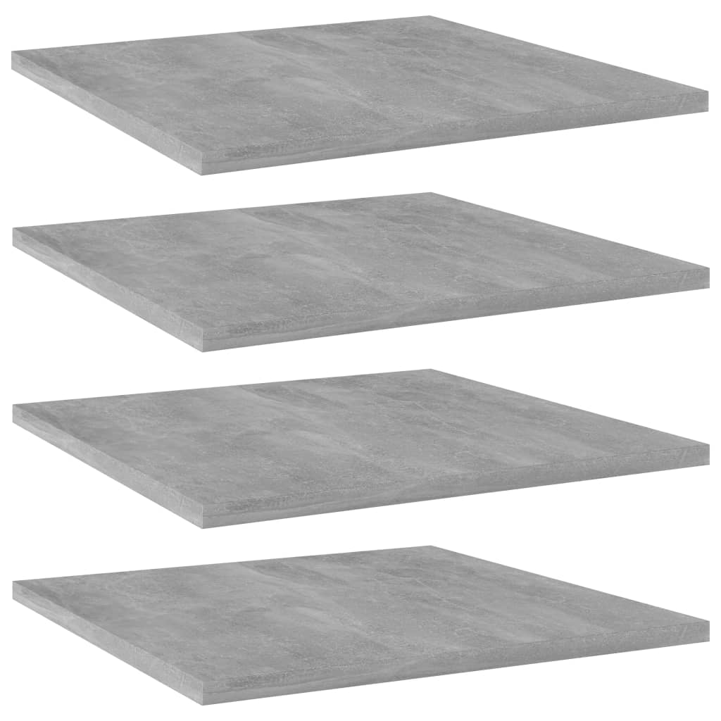 vidaXL Bookshelf Boards 4 pcs Concrete Gray 15.7"x15.7"x0.6" Chipboard