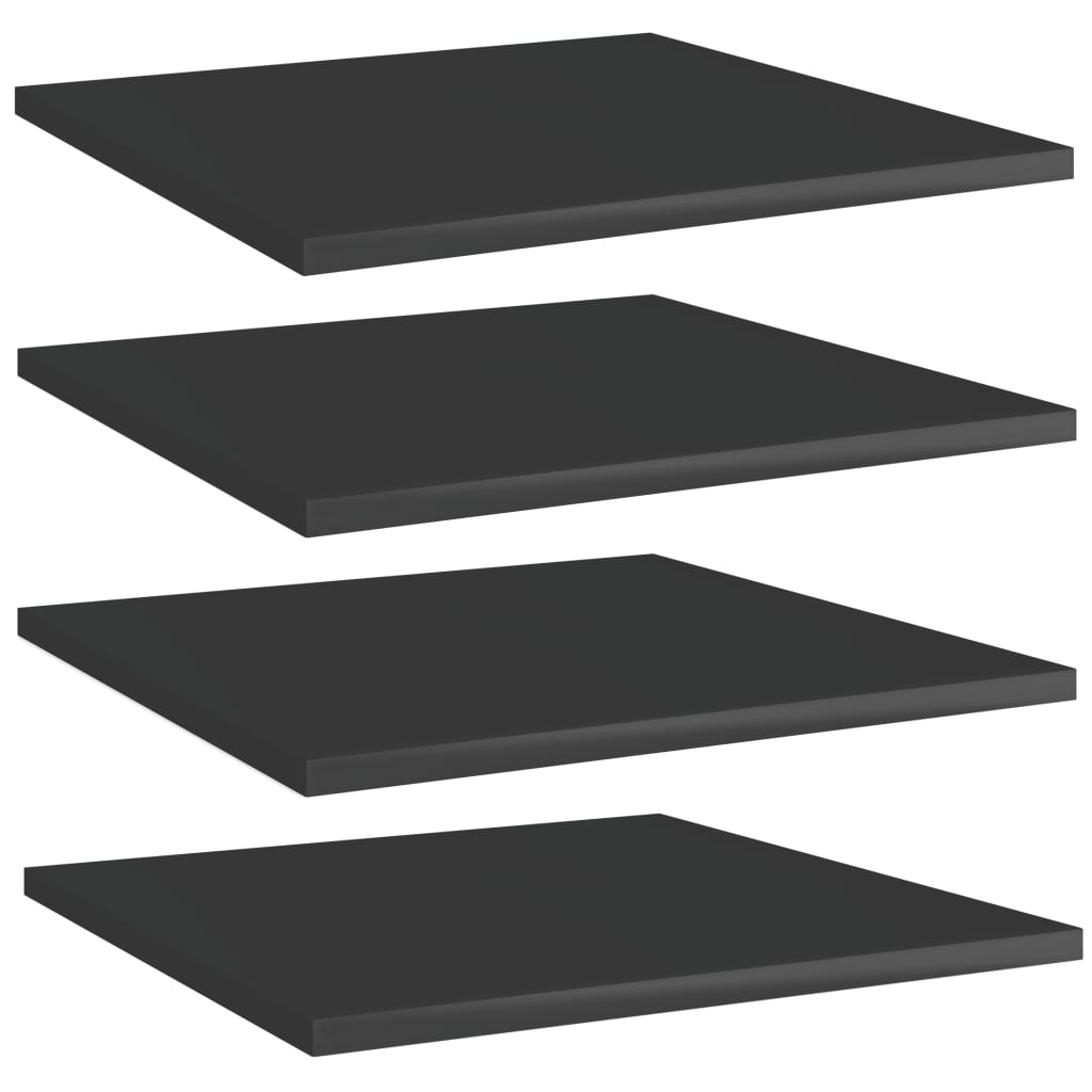 vidaXL Bookshelf Boards 4 pcs High Gloss Black 15.7"x15.7"x0.6" Chipboard