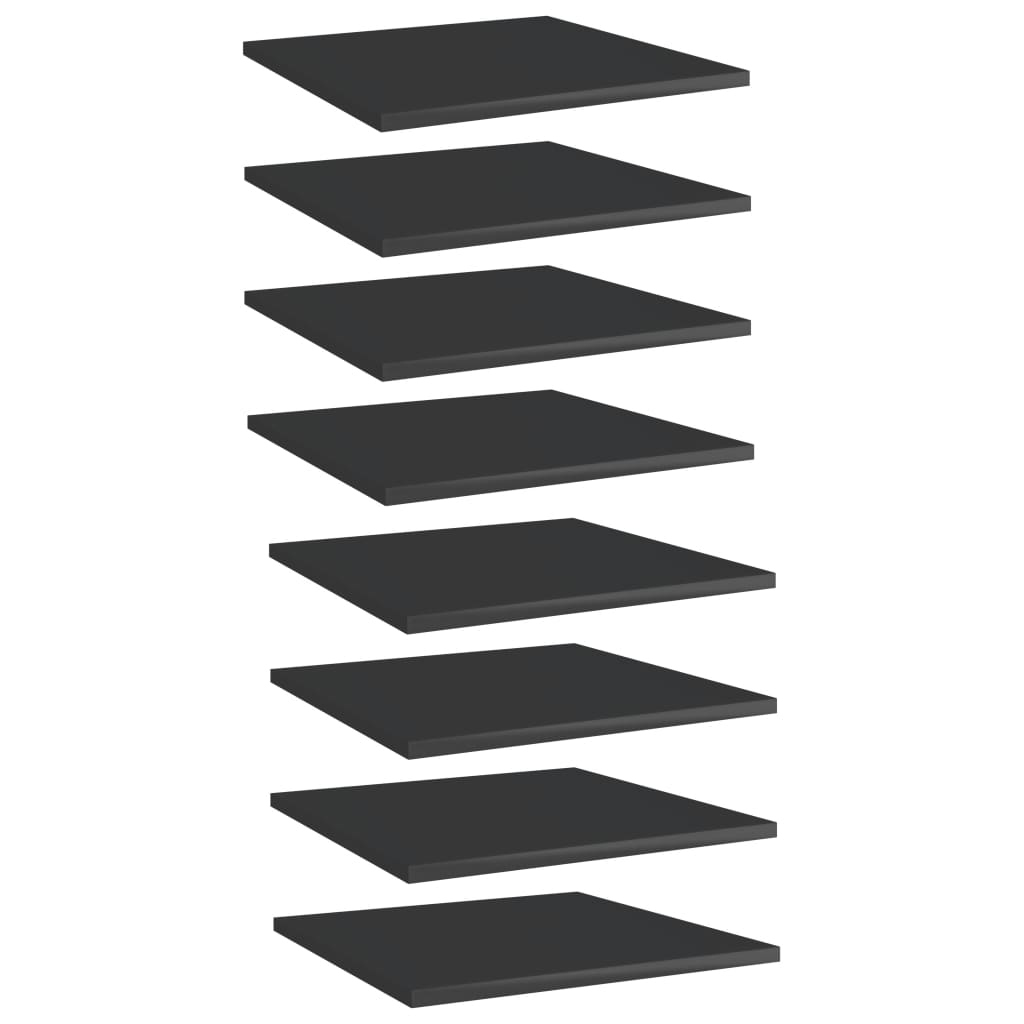 vidaXL Bookshelf Boards 8 pcs High Gloss Black 15.7"x15.7"x0.6" Chipboard