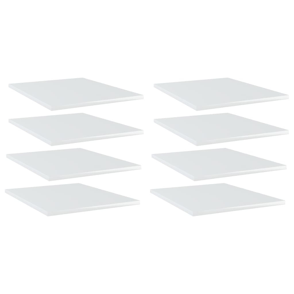 vidaXL Bookshelf Boards 8 pcs High Gloss White 15.7"x19.7"x0.6" Chipboard