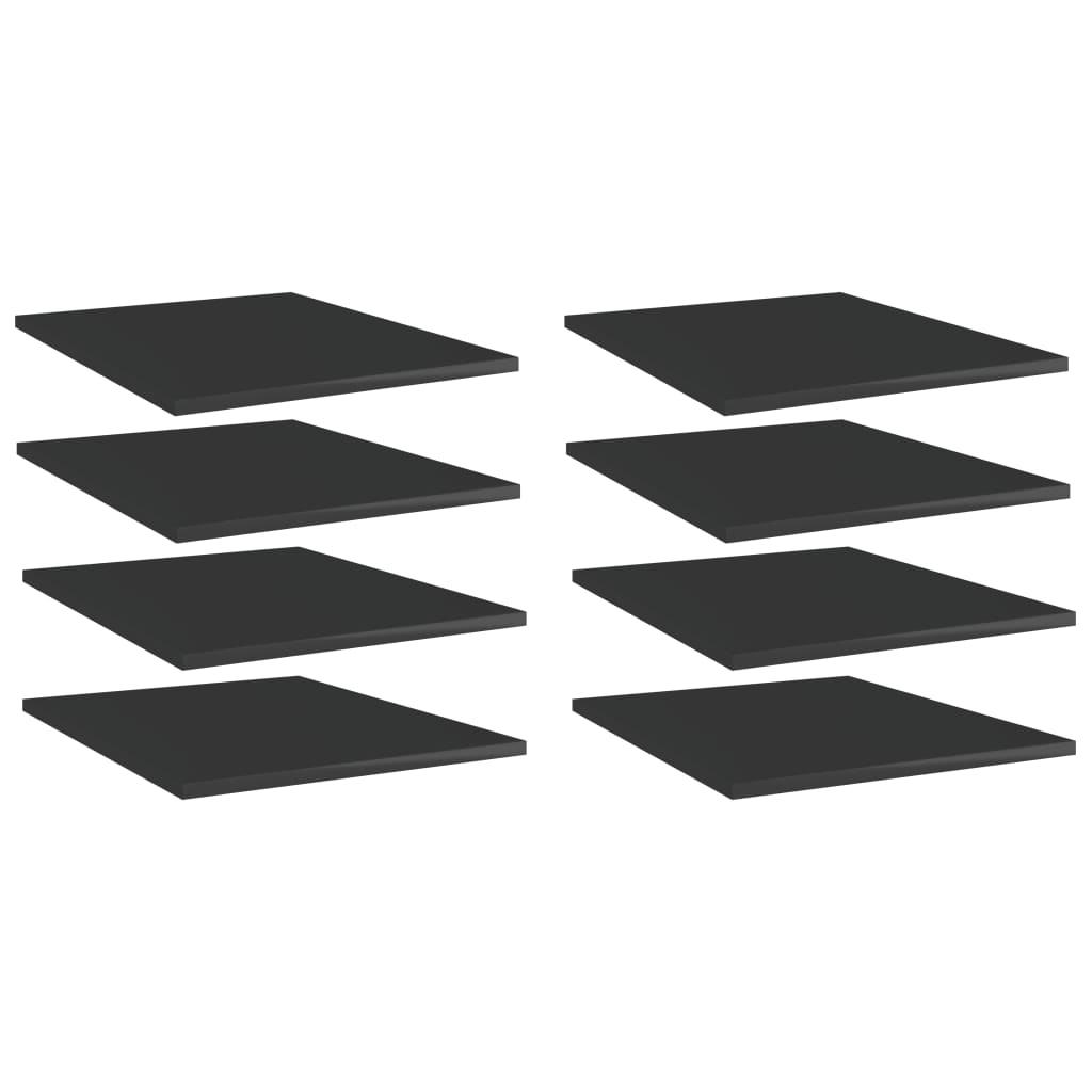 vidaXL Bookshelf Boards 8 pcs High Gloss Black 15.7"x19.7"x0.6" Chipboard