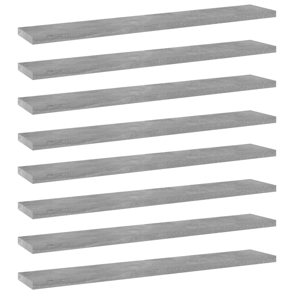 vidaXL Bookshelf Boards 8 pcs Concrete Gray 23.6"x3.9"x0.6" Chipboard