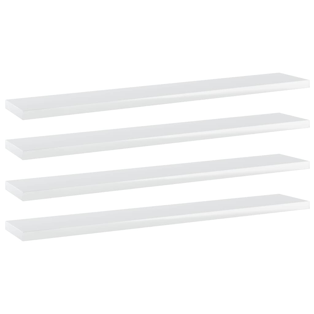 vidaXL Bookshelf Boards 4 pcs High Gloss White 23.6"x3.9"x0.6" Chipboard