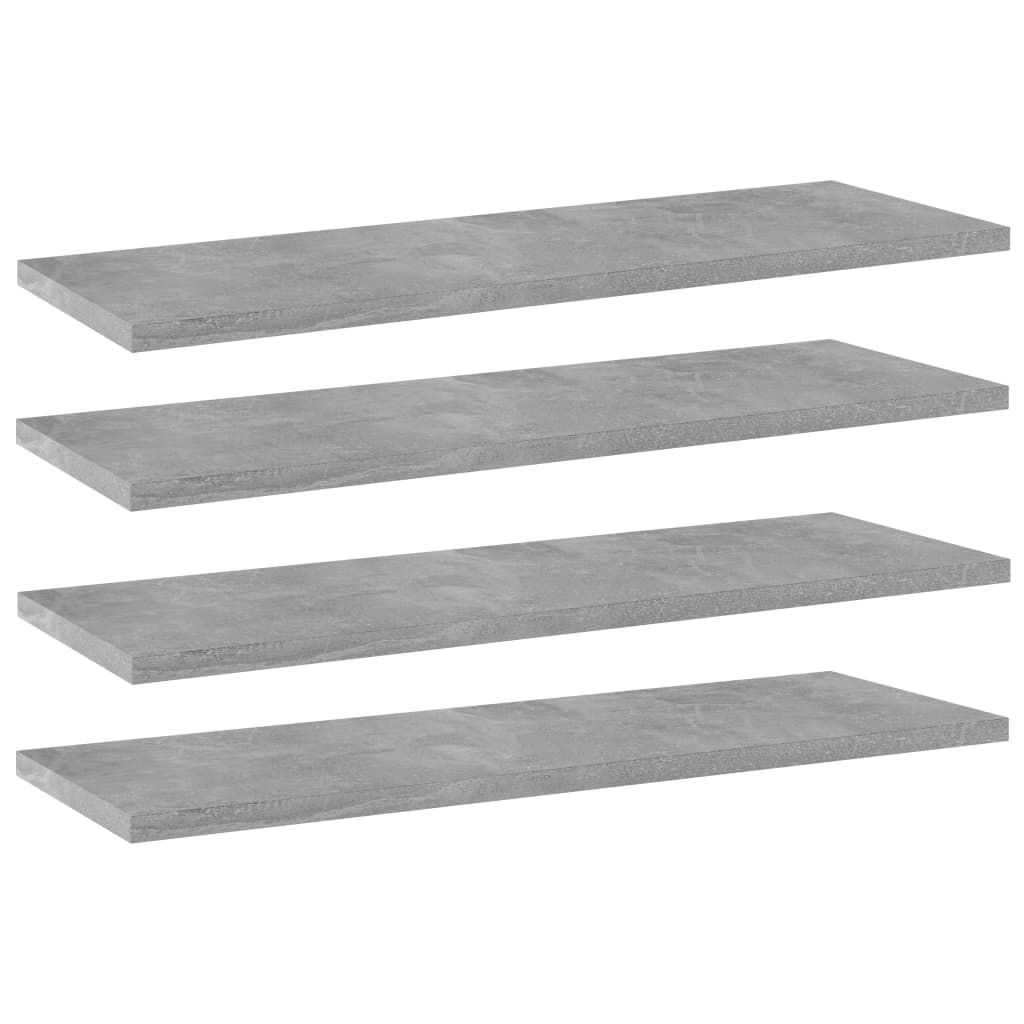 vidaXL Bookshelf Boards 4 pcs Concrete Gray 23.6"x7.9"x0.6" Chipboard