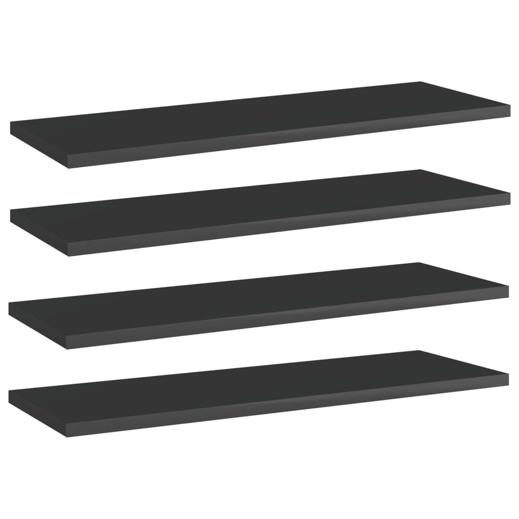 vidaXL Bookshelf Boards 4 pcs High Gloss Black 23.6"x7.9"x0.6" Chipboard