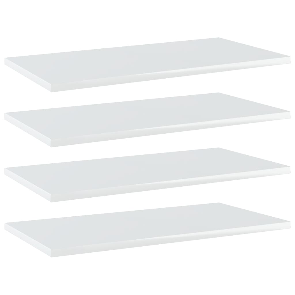 vidaXL Bookshelf Boards 4 pcs High Gloss White 23.6"x11.8"x0.6" Chipboard