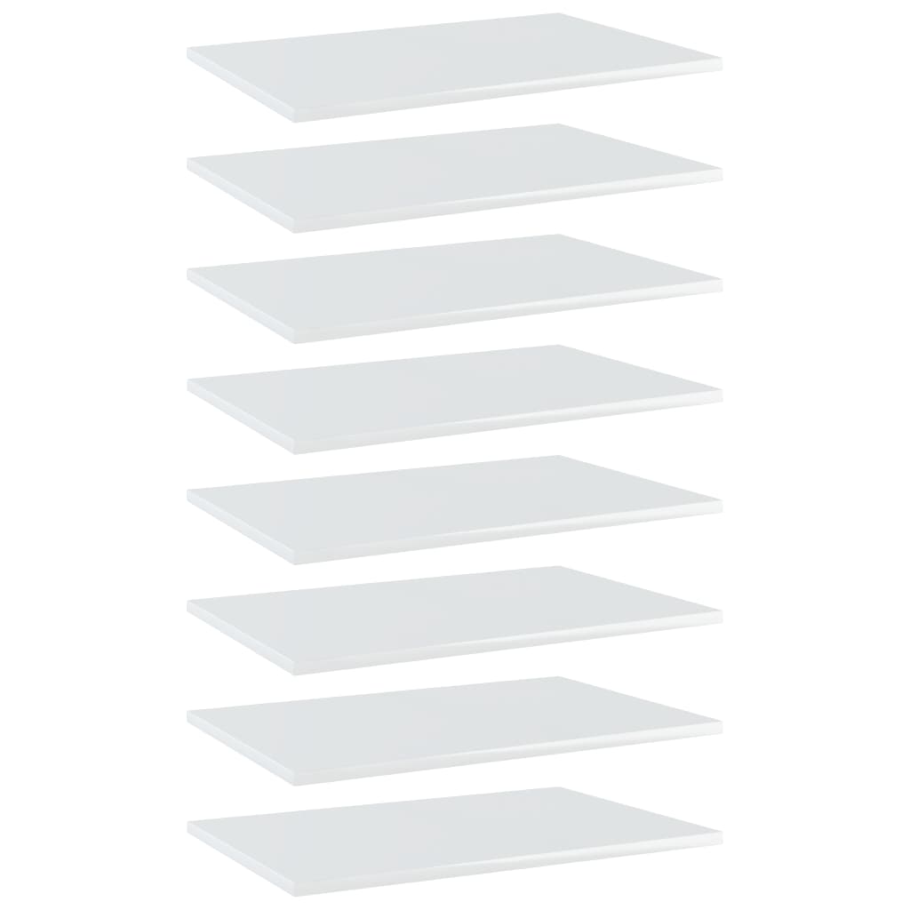 vidaXL Bookshelf Boards 8 pcs High Gloss White 23.6"x15.7"x0.6" Chipboard