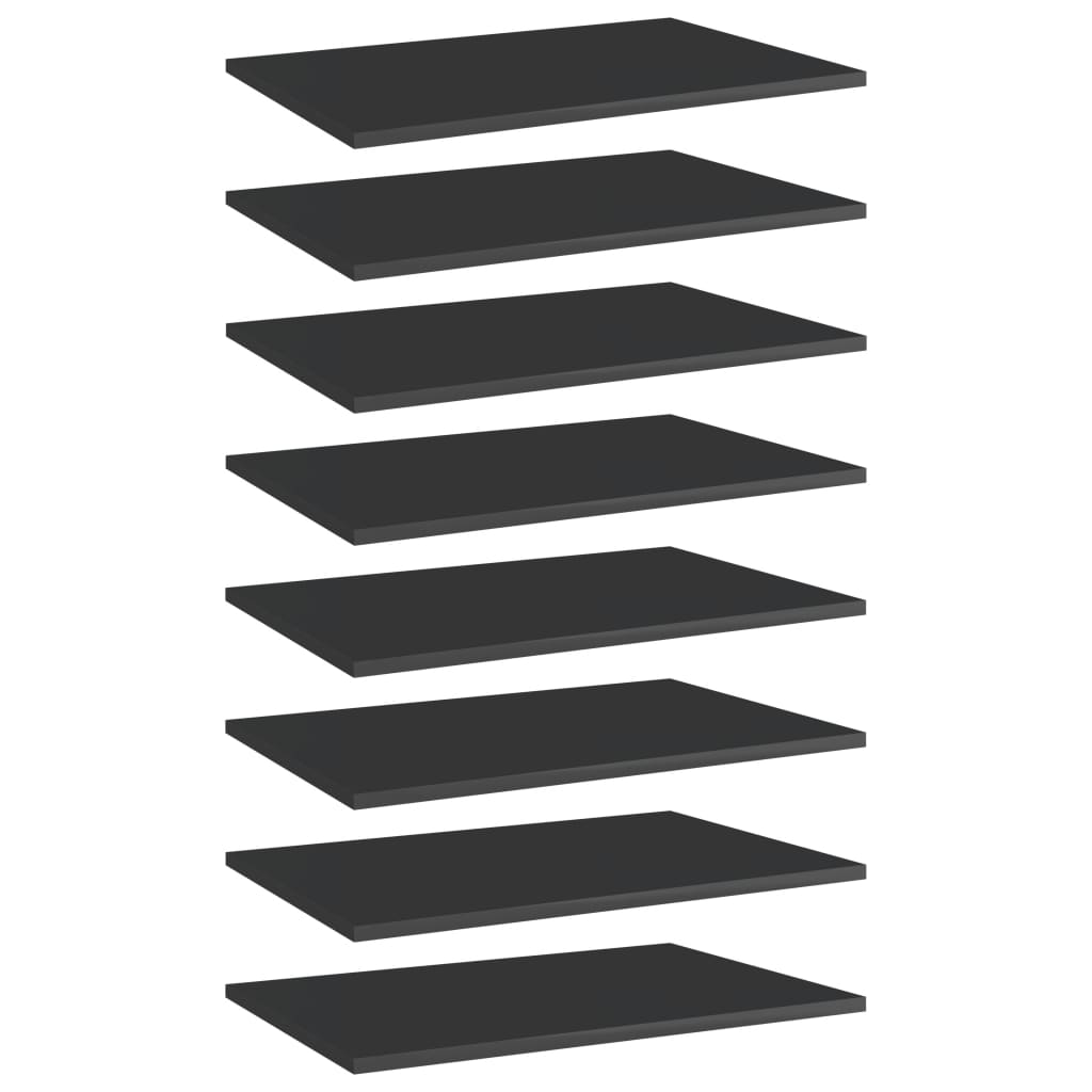 vidaXL Bookshelf Boards 8 pcs High Gloss Black 23.6"x15.7"x0.6" Chipboard
