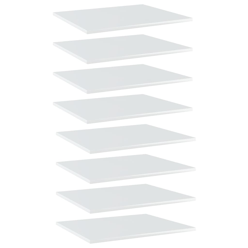 vidaXL Bookshelf Boards 8 pcs High Gloss White 23.6"x19.7"x0.6" Chipboard