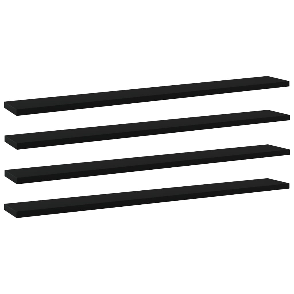 vidaXL Bookshelf Boards 4 pcs Black 31.5"x3.9"x0.6" Chipboard