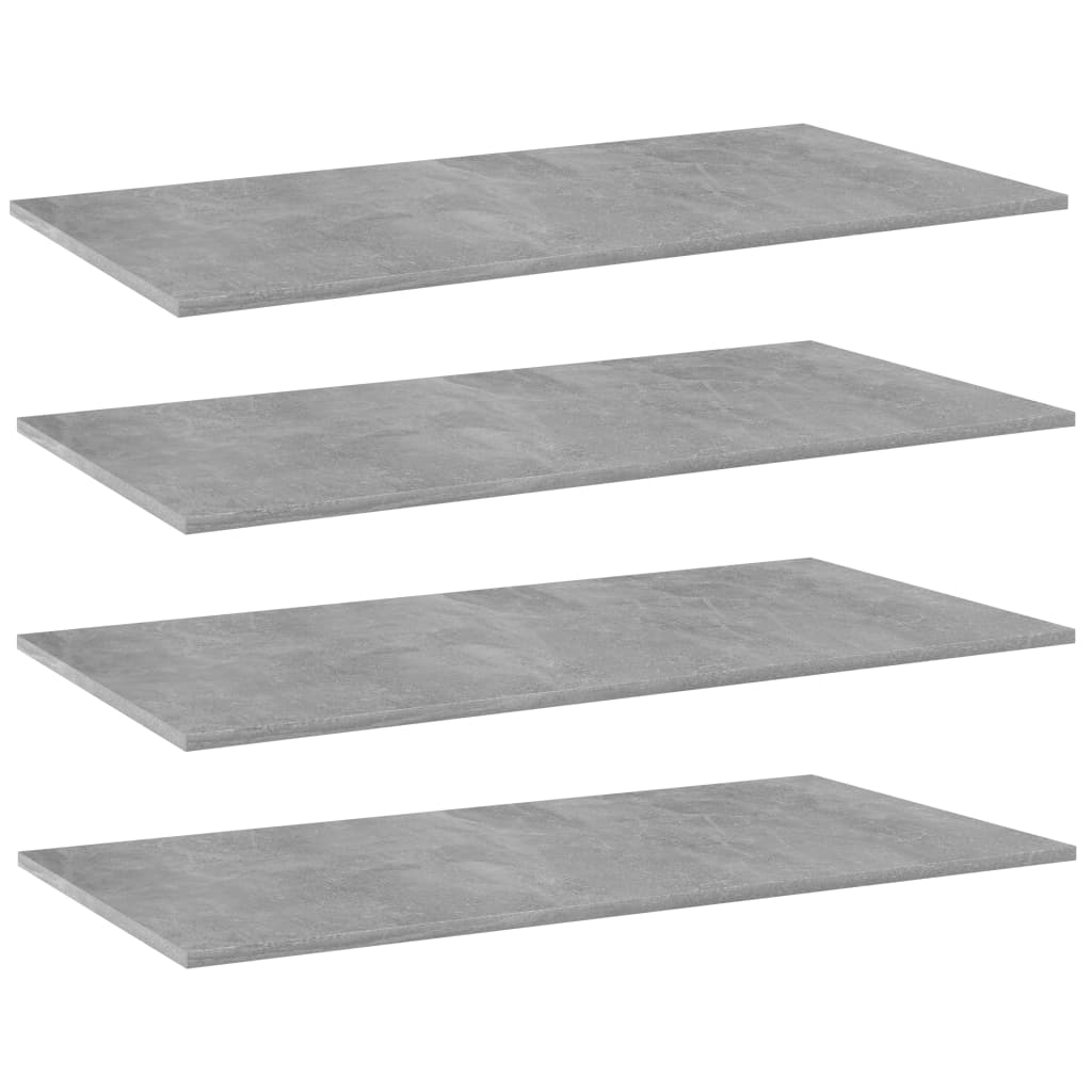 vidaXL Bookshelf Boards 4 pcs Concrete Gray 31.5"x7.9"x0.6" Chipboard