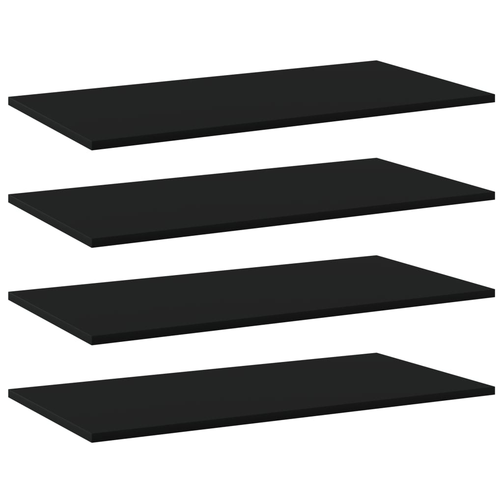 vidaXL Bookshelf Boards 4 pcs Black 31.5"x15.7"x0.6" Chipboard