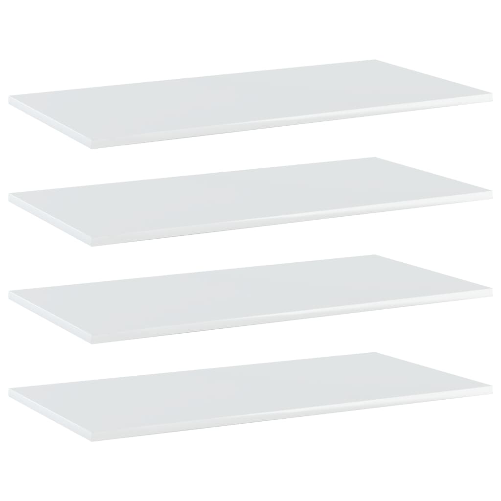 vidaXL Bookshelf Boards 4 pcs High Gloss White 31.5"x15.7"x0.6" Chipboard