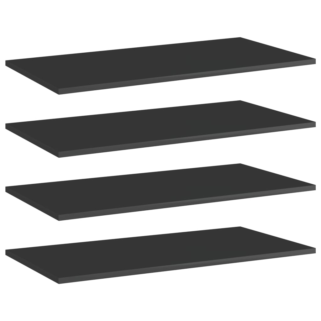vidaXL Bookshelf Boards 4 pcs High Gloss Black 31.5"x15.7"x0.6" Chipboard