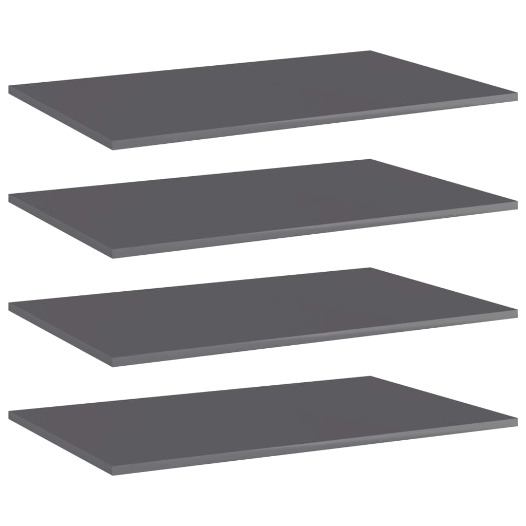 vidaXL Bookshelf Boards 4 pcs High Gloss Gray 31.5"x19.7"x0.6" Chipboard