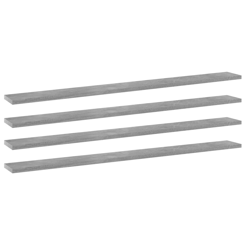 vidaXL Bookshelf Boards 4 pcs Concrete Gray 39.4"x3.9"x0.6" Chipboard