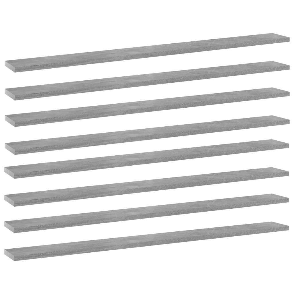 vidaXL Bookshelf Boards 8 pcs Concrete Gray 39.4"x3.9"x0.6" Chipboard