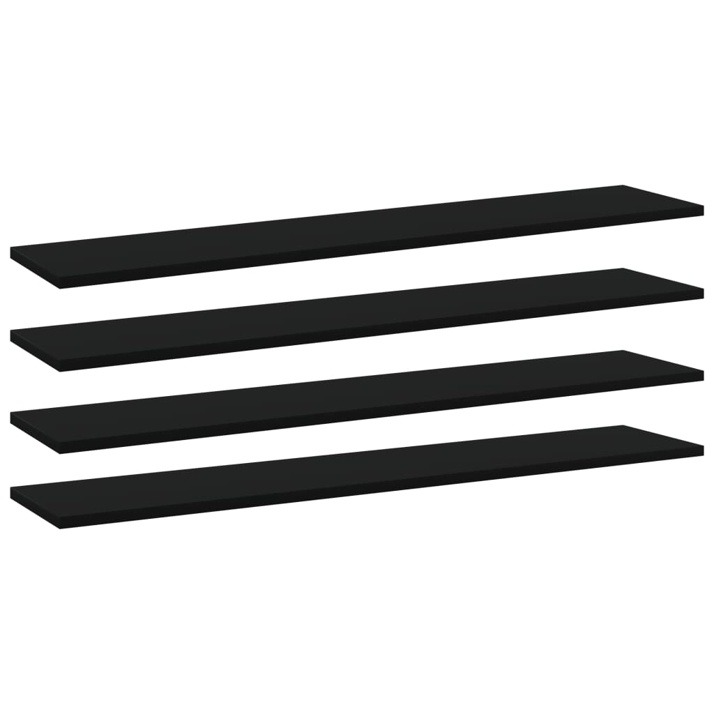 vidaXL Bookshelf Boards 4 pcs Black 39.4"x7.9"x0.6" Chipboard