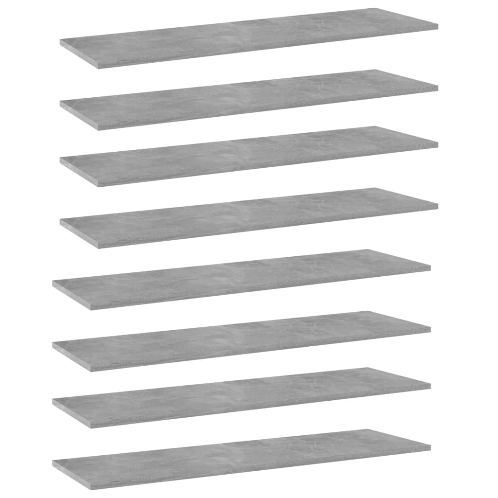 vidaXL Bookshelf Boards 8 pcs Concrete Gray 39.4"x11.8"x0.6" Chipboard