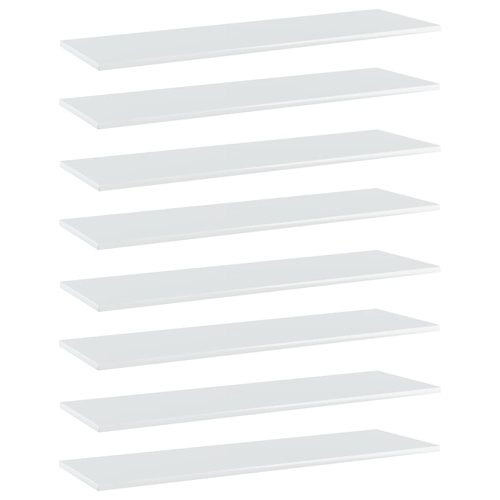 vidaXL Bookshelf Boards 8 pcs High Gloss White 39.4"x11.8"x0.6" Chipboard