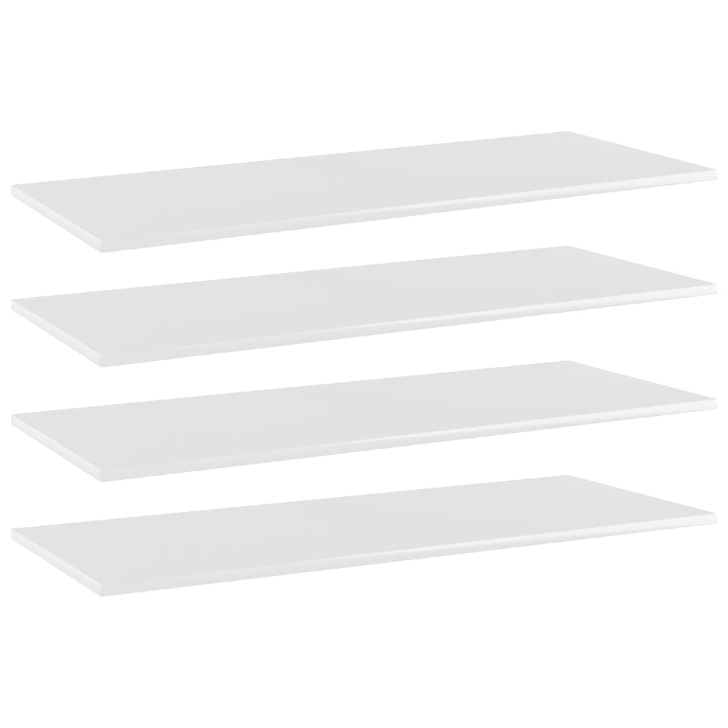 vidaXL Bookshelf Boards 4 pcs High Gloss White 39.4"x15.7"x0.6" Chipboard